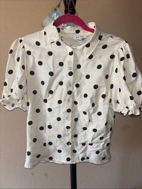 Love Tree White Blouse with Black Polka Dots